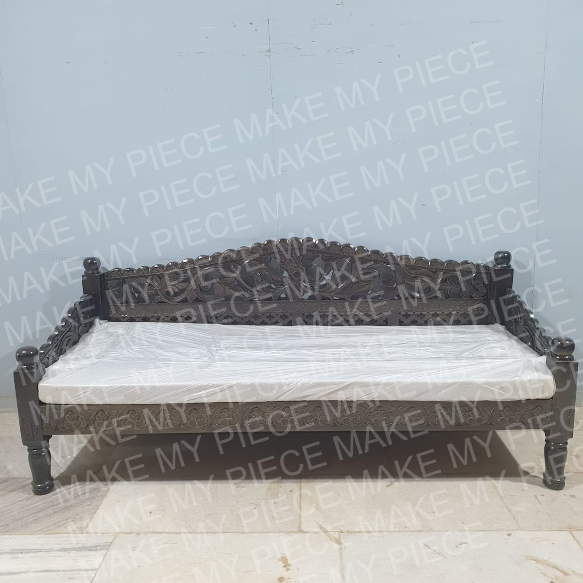 NICOLE Mughal Garden Hand Carved Balinese Daybed Chocolate XL