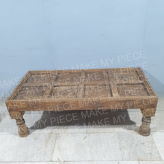 ANGE Indian Hand Carved Coffee Table Natural