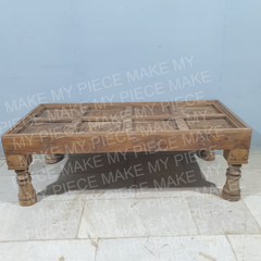 ANGE Indian Hand Carved Coffee Table Natural