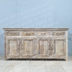 BELINDA Bleached Mango Wood Large Sideboard Shabby Chic French Style Buffet Whitewash