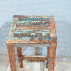 AMANDA Nirvana Reclaimed Boat Wood Patio Bar Stool Multicolour