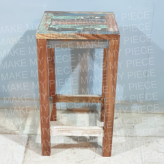 AMANDA Nirvana Reclaimed Boat Wood Patio Bar Stool Multicolour