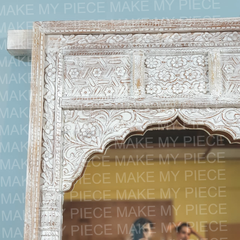 DEBORAH Indian Hand Carved Arch Mirror Frame Bleach Finish