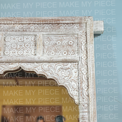 DEBORAH Indian Hand Carved Arch Mirror Frame Bleach Finish