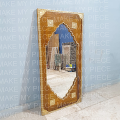 RAJESHWARI Indian Furniture Mehrab Brasswork Solid Wood Mirror Frame