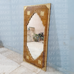 RAJESHWARI Indian Furniture Mehrab Brasswork Solid Wood Mirror Frame