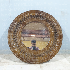 KARAN Handcrafted Carved Indian Wooden Mirror Frame