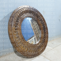 KARAN Handcrafted Carved Indian Wooden Mirror Frame