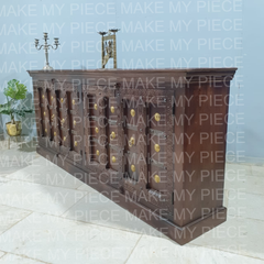 AMIT Handmade Carved Solid Wood 4 Door Sideboard Dark Brown