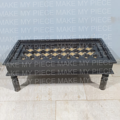 TARIKA Indian Hand Carved Embossed Brass Work Coffee Table