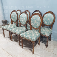 KARAN Wooden Chair for Dining & Living Room Fabric Seat and Back