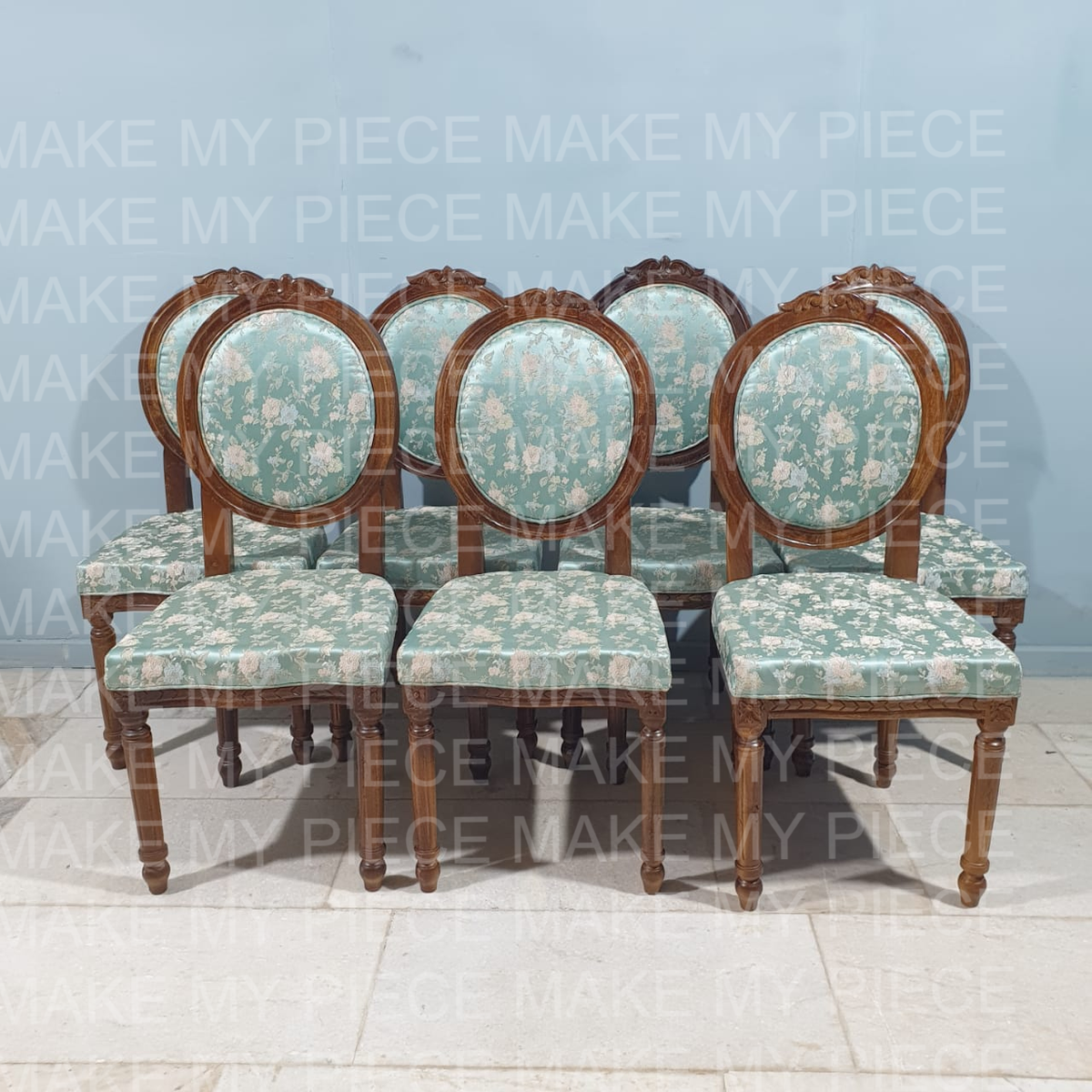 KARAN Wooden Chair for Dining & Living Room Fabric Seat and Back