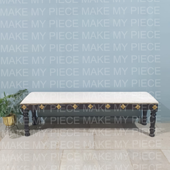 Tarika Embossed Brass Work Dining Bench With Cushioned Seat