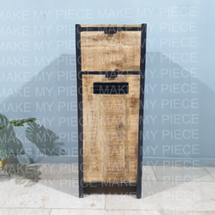 TRACEY Industrial Narrow Cabinet In Wood And Metal Avalon