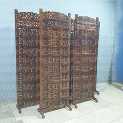 MAITLAND Carved Handmade Indian Furniture Solid Hard Wood Partition Screen