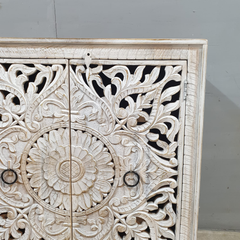 Indian Style Carved Solid Wood Cabinet Buffet 90x45x100cm White