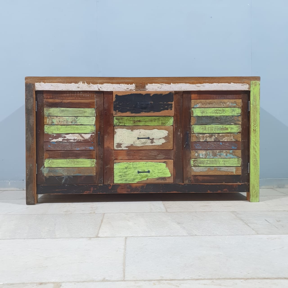 Indian Furniture Nirvana Reclaimed Wood Sideboard 150x40x80Cm Multicolour