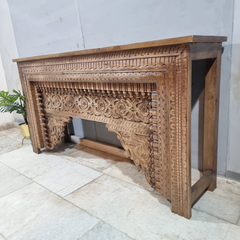 Indian Furniture Solid Hard Wood Carved Console Table 170X40X90 Cm Brown