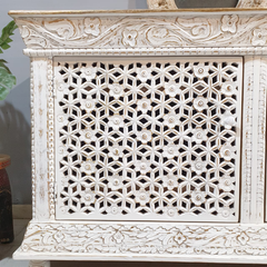 Handmade Indian Furniture Solid Hard Wood Carved 2 Doors Cabinet Sideboard 156x60x86 CM