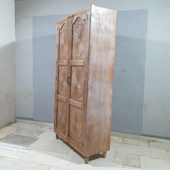 Indian Hand Carved Solid Wooden 2 Door Wardrobe Cabinet 110x45x220 cm