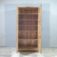 Indian Hand Carved Solid Wooden 2 Door Wardrobe Cabinet 110x45x220 cm