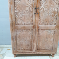 Indian Hand Carved Solid Wooden 2 Door Wardrobe Cabinet 110x45x220 cm