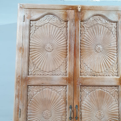 Indian Hand Carved Solid Wooden 2 Door Wardrobe Cabinet 110x45x220 cm