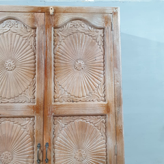 Indian Hand Carved Solid Wooden 2 Door Wardrobe Cabinet 110x45x220 cm