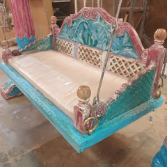Indian Furniture Hand Carved Solid Hard Wood Swing Set