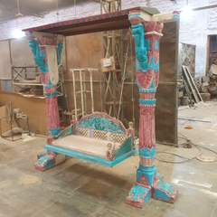 Indian Furniture Hand Carved Solid Hard Wood Swing Set