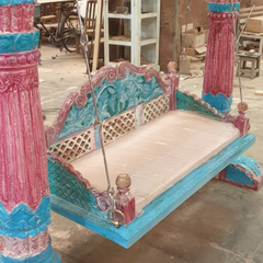 Indian Furniture Hand Carved Solid Hard Wood Swing Set
