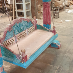 Indian Furniture Hand Carved Solid Hard Wood Swing Set