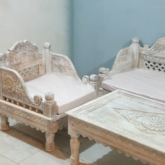 Indian Furniture Classic Hand Carved Traditional Sofa Set With Center Table D1
