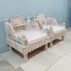 Indian Furniture Classic Hand Carved Traditional Sofa Set With Center Table D1