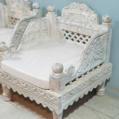 Indian Furniture Classic Hand Carved Traditional Sofa Set With Center Table D1