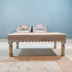Indian Furniture Classic Hand Carved Traditional Sofa Set With Center Table D1