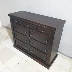 Indian Hand Carved Solid Wood Chest of Drawer Dresser Walnut D49