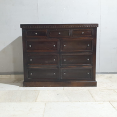 Indian Hand Carved Solid Wood Chest of Drawer Dresser Walnut D49