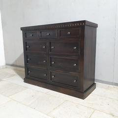 Indian Hand Carved Solid Wood Chest of Drawer Dresser Walnut D49