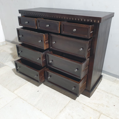 Indian Hand Carved Solid Wood Chest of Drawer Dresser Walnut D49