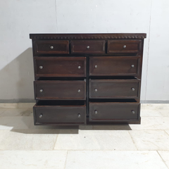 Indian Hand Carved Solid Wood Chest of Drawer Dresser Walnut D49