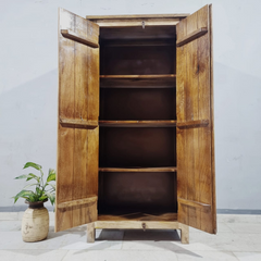 Floral Hand Carved Hand Painted Solid Wood Cupboard Wardrobe D117