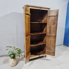 Floral Hand Carved Hand Painted Solid Wood Cupboard Wardrobe D117