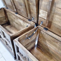 Hand Carved Elephant Design Solid Wood Storage Chest With Seat C25