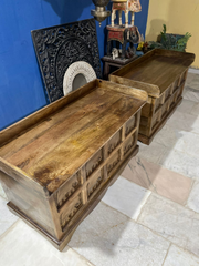 Hand Carved Elephant Design Solid Wood Storage Chest With Seat C25