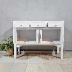 Ethereal Whites Handmade Solid Mango Wood Console Hall Table in White 49