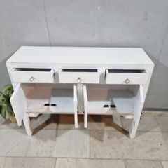 Ethereal Whites Handmade Solid Mango Wood Console Hall Table in White 49