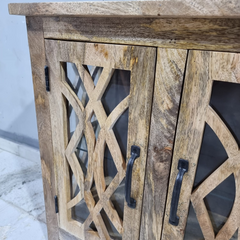 French Arch Style Mango Wood Glass Door Cabinet D106