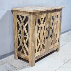 French Arch Style Mango Wood Glass Door Cabinet D106