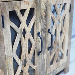 French Arch Style Mango Wood Glass Door Cabinet D106
